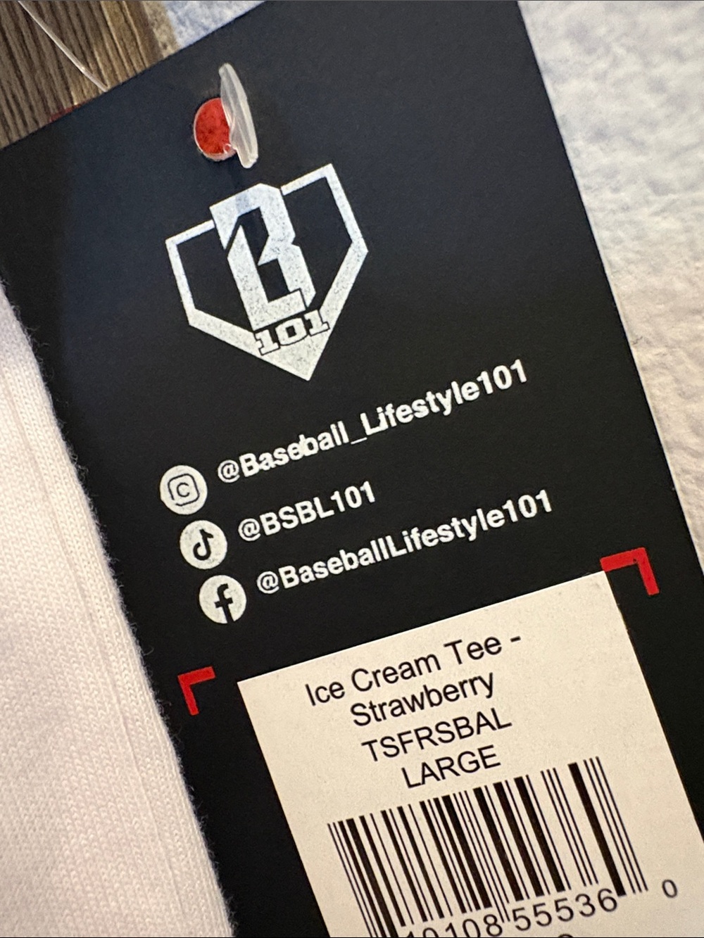 NWT [Baseball Lifestyle 101] Ice Cream Short Sleeve T-Shirt Pink White Men’s L - Picture 11 of 11